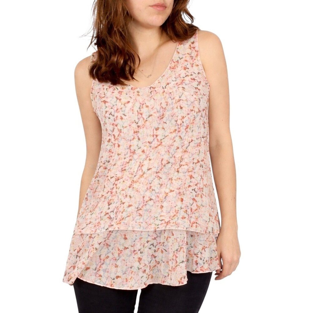 CABI Bella Sleeveless Floral Tiered Tank Top - Size XS